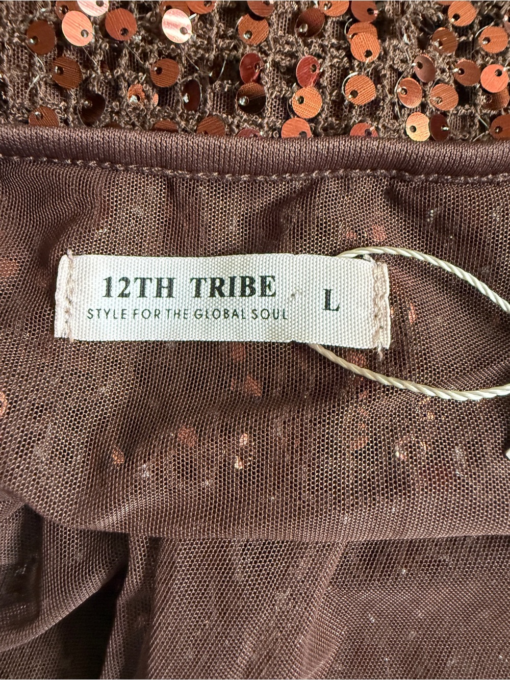 12th Tribe Copper Sequin Mini Skirt- Large - Picture 3 of 8